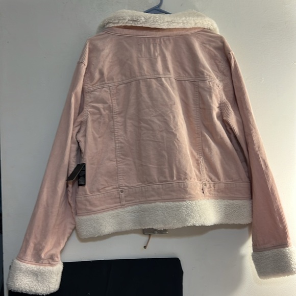 NEW Celebrity Pink Size XXL Pink Corduroy Sherpa Lined Moto Jacket Women - Picture 5 of 7